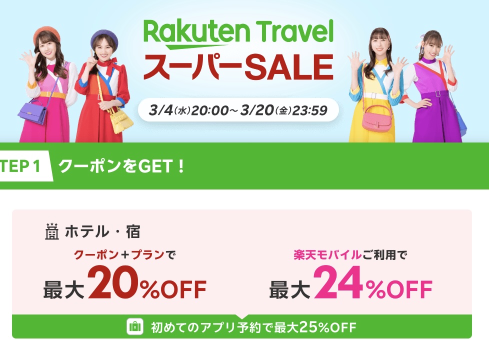 3月・6月・9月・12月の楽天スーパーSALEがお得に宿泊できる期間だとわかる画像