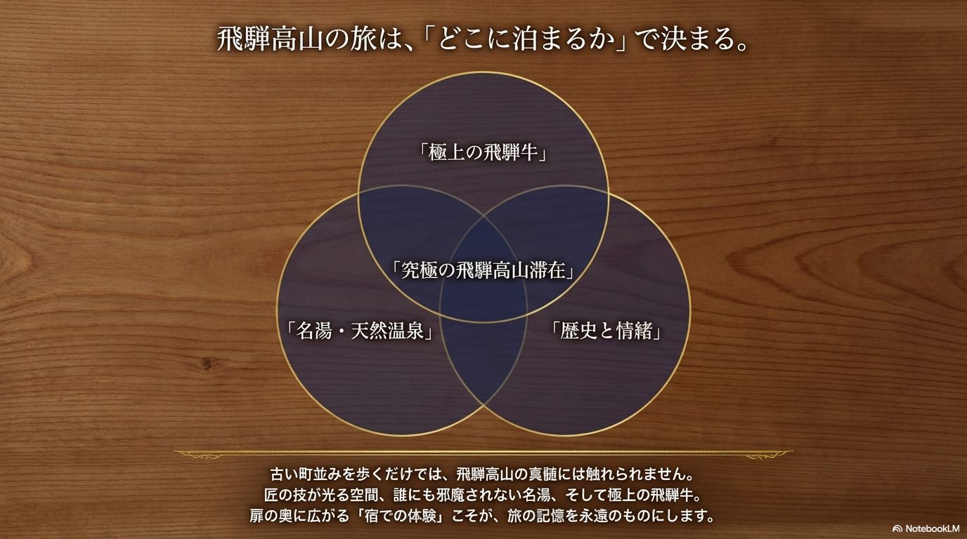 飛騨高山の一度は泊まりたい宿の選び方が一目でわかる簡単図解