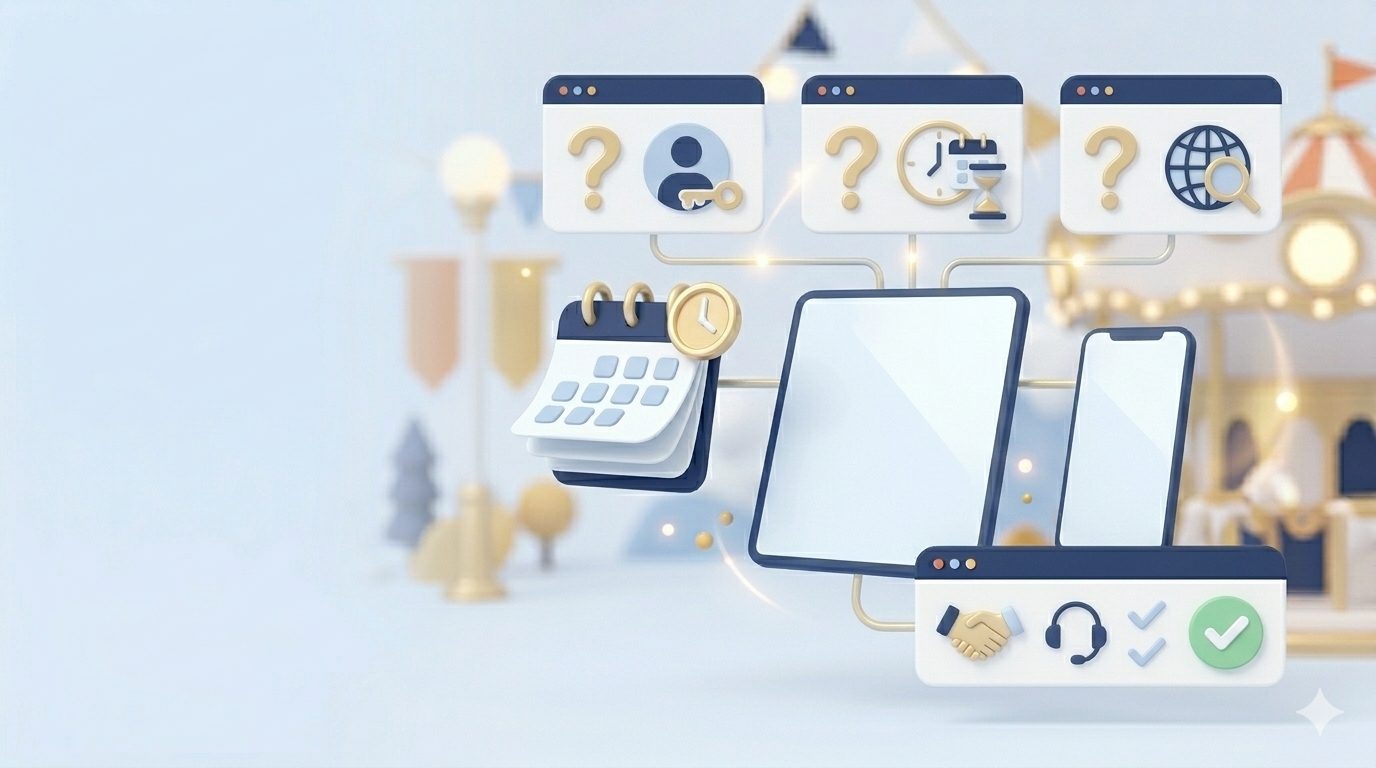 ディズニーチケットの日付変更に関するよくある質問をまとめたFAQ風の図解画像