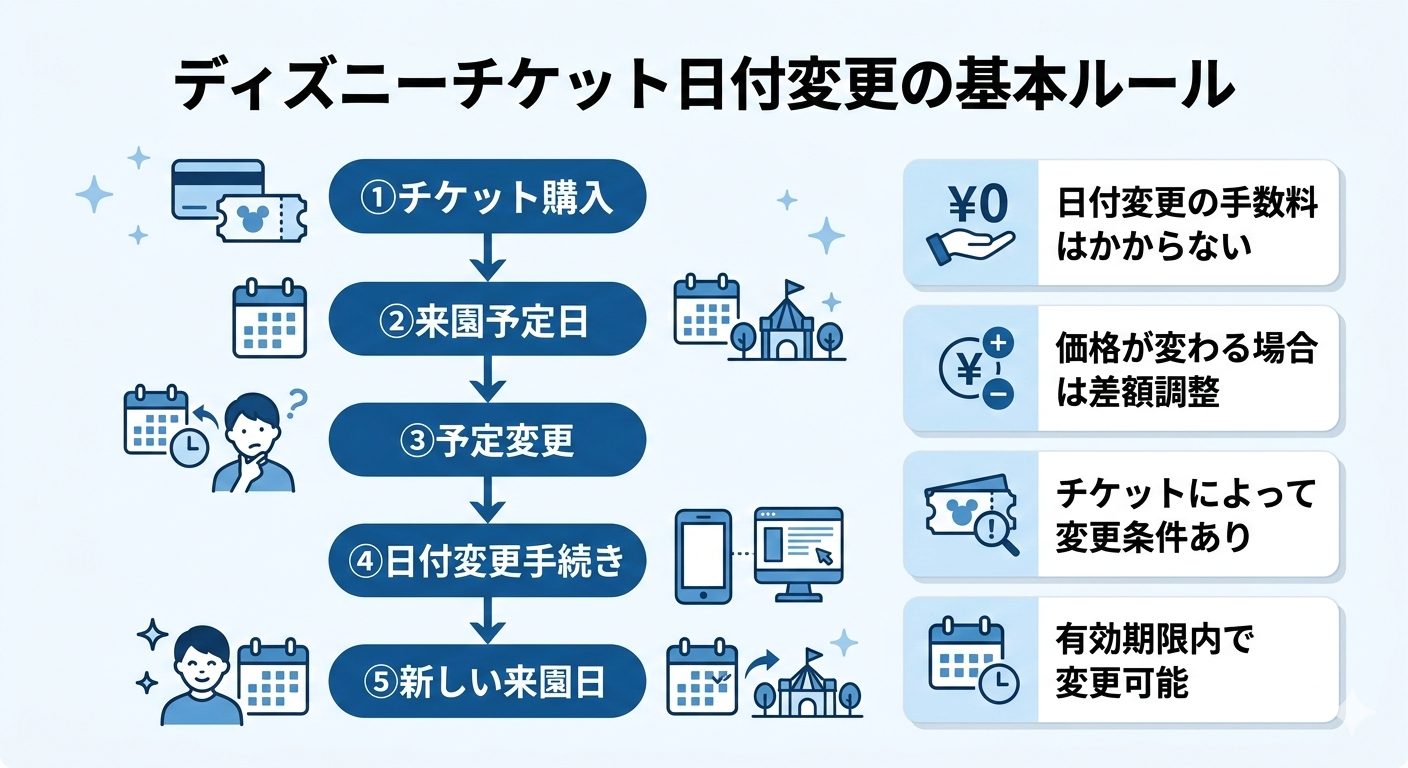 ディズニーチケット日付変更の基本ルールがわかる図解