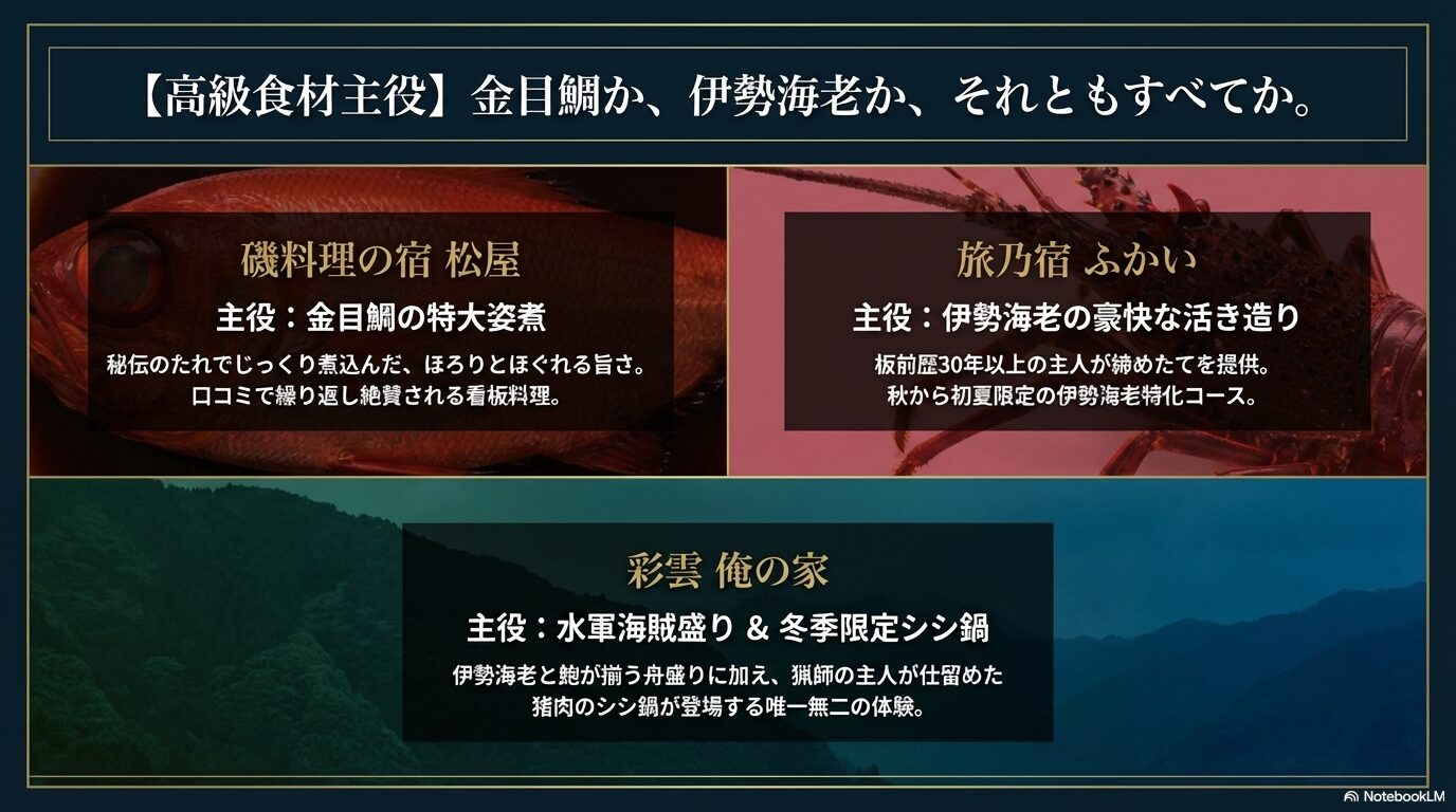 金目鯛や伊勢海老がすごいと人気の西伊豆の民宿がわかる図解