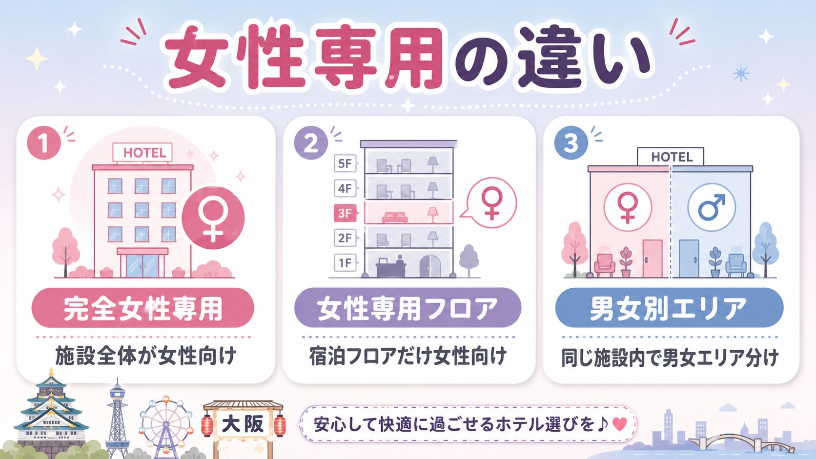 大阪の女性専用カプセルホテルとは?女性専用フロアとの違い