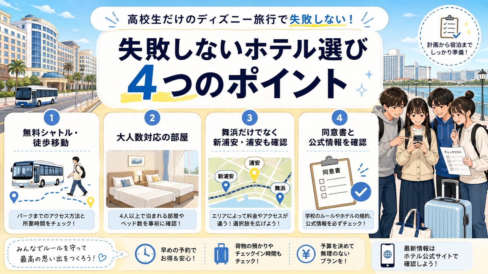 高校生だけのディズニー旅行で失敗しないホテルの選び方