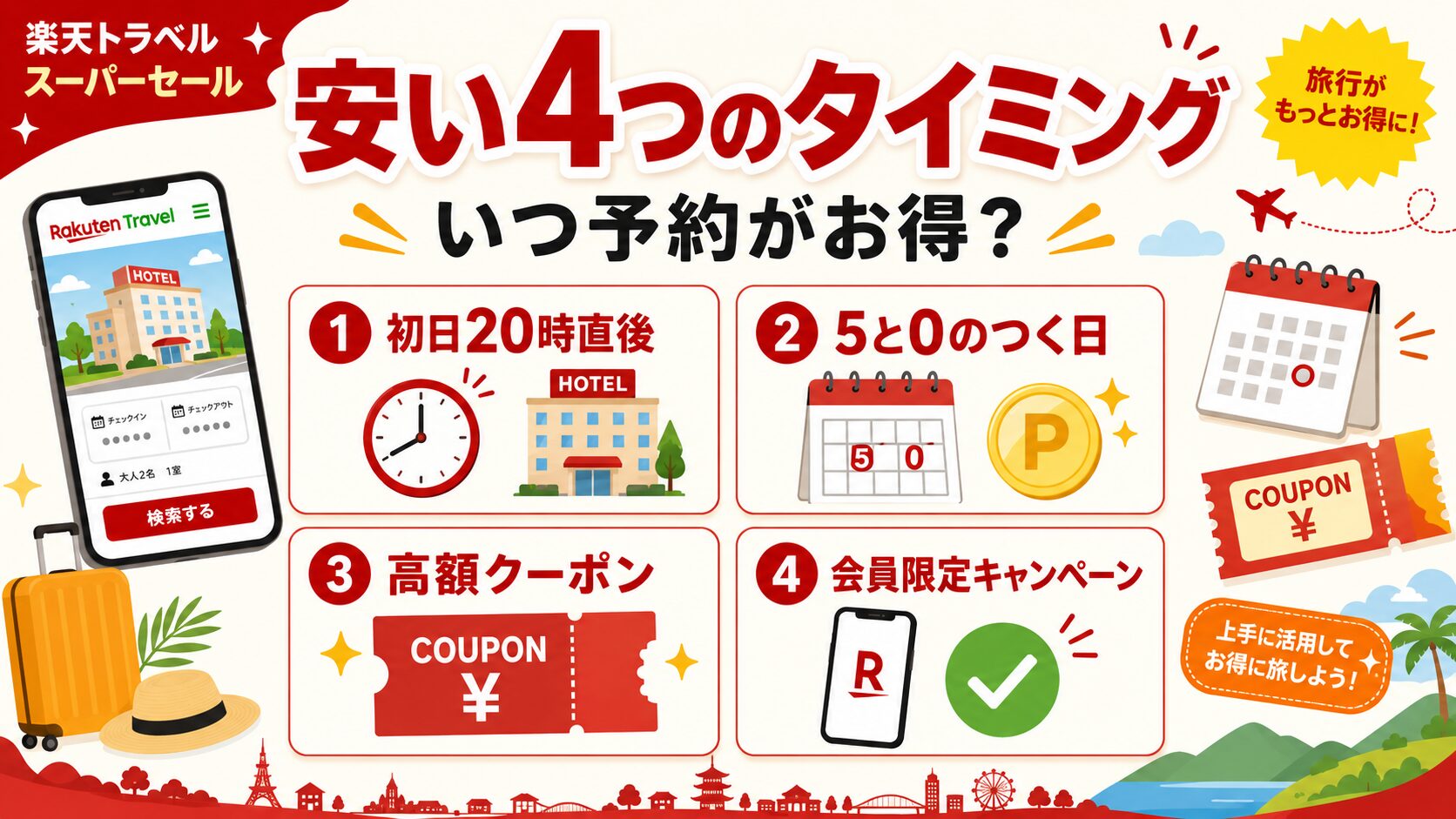 楽天トラベルスーパーセールはいつがお得？安いタイミングを徹底攻略