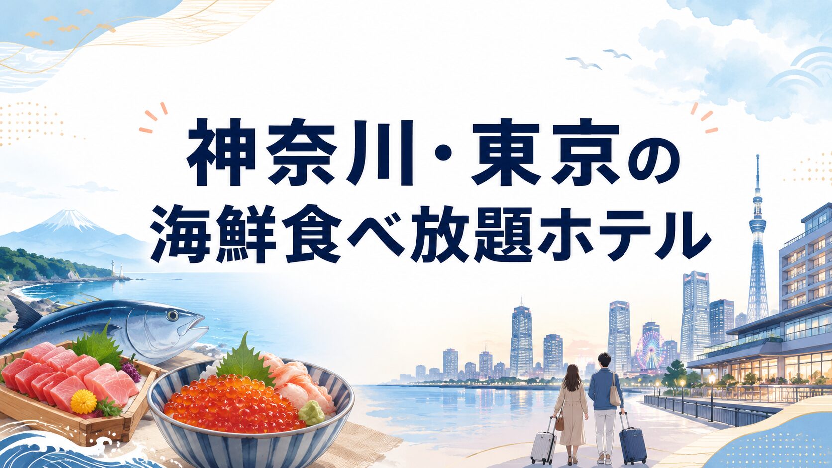 神奈川と東京で海鮮食べ放題ホテルを探すイメージ