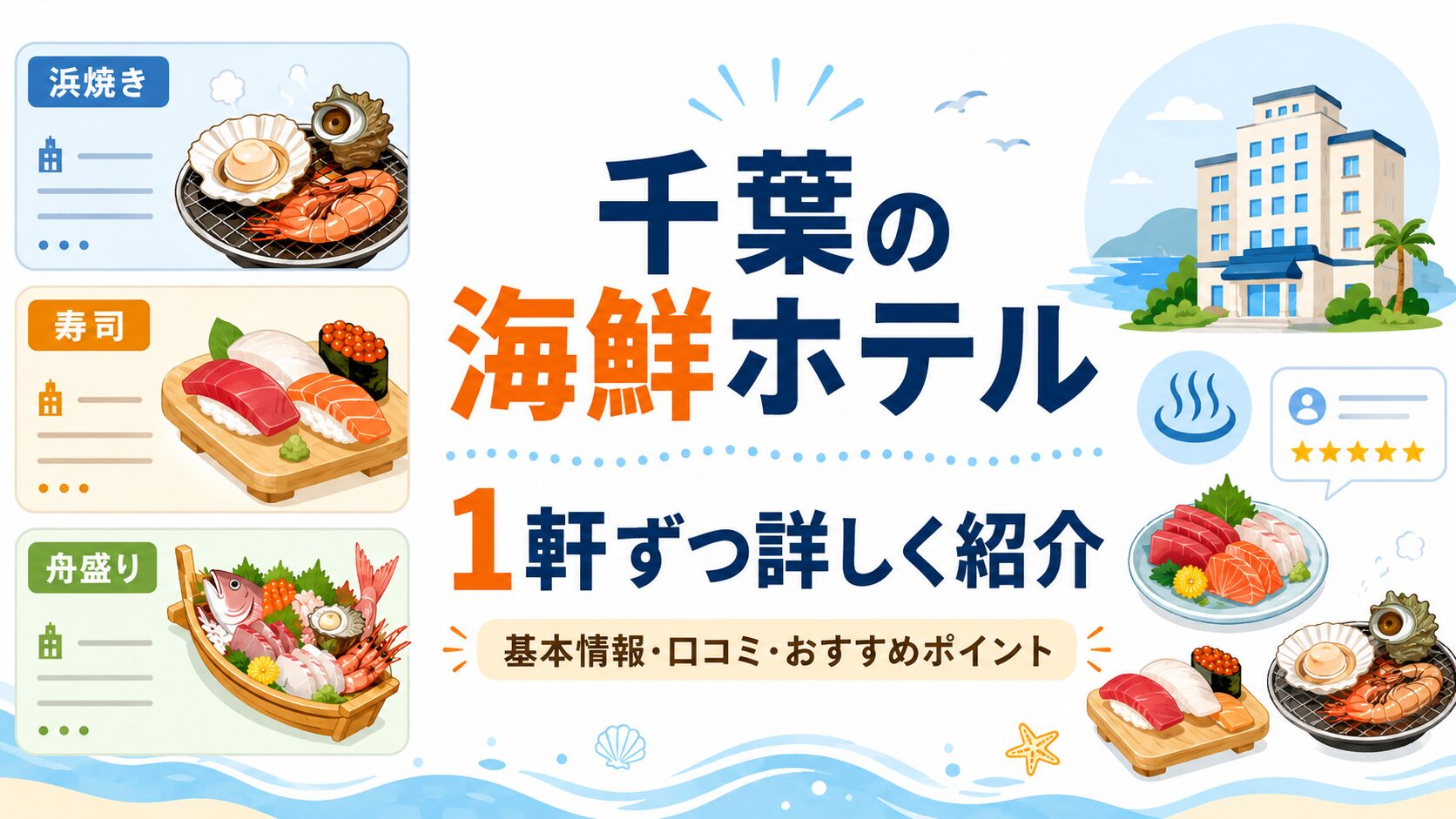 千葉の海鮮食べ放題ホテルの基本情報・口コミ・おすすめポイントを1軒ずつ紹介する画像