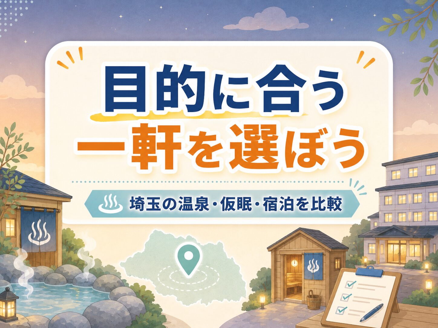 埼玉で泊まれるスーパー銭湯を目的別に選んで温泉や仮眠を楽しむ