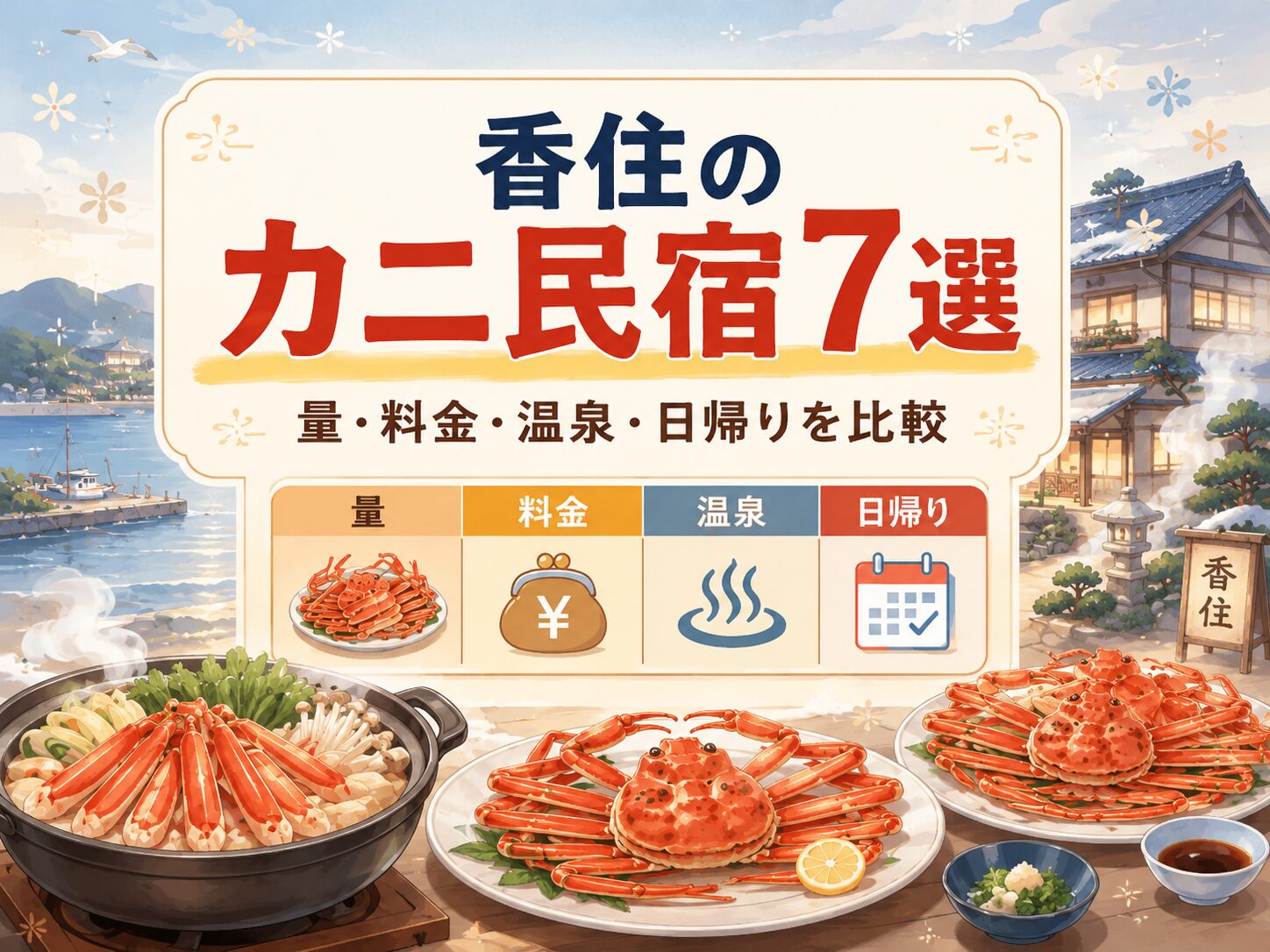 香住のカニが安い民宿7軒を量・料金・温泉・日帰りで比較