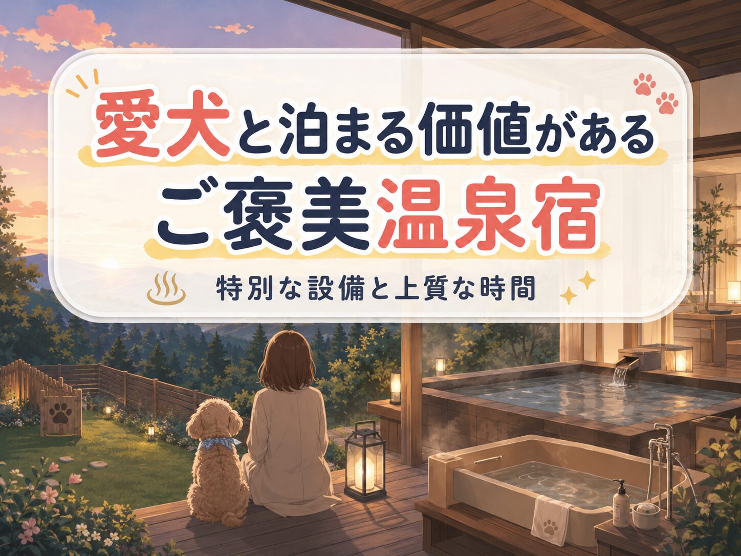 関東で愛犬と泊まる価値がある露天風呂付きのご褒美温泉宿を紹介するアイキャッチ画像