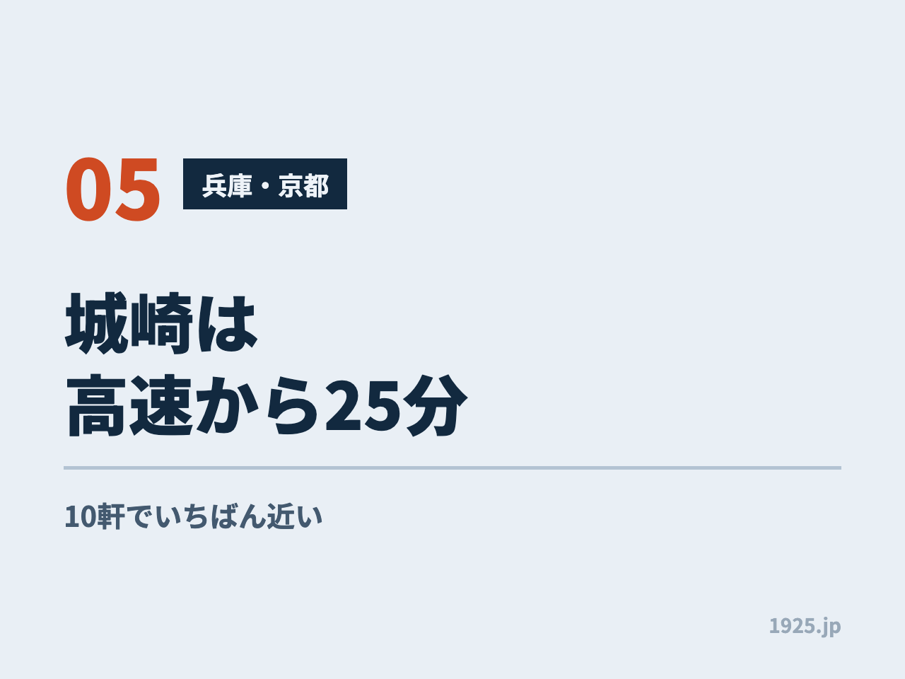 城崎は高速から25分で10軒でいちばん近い