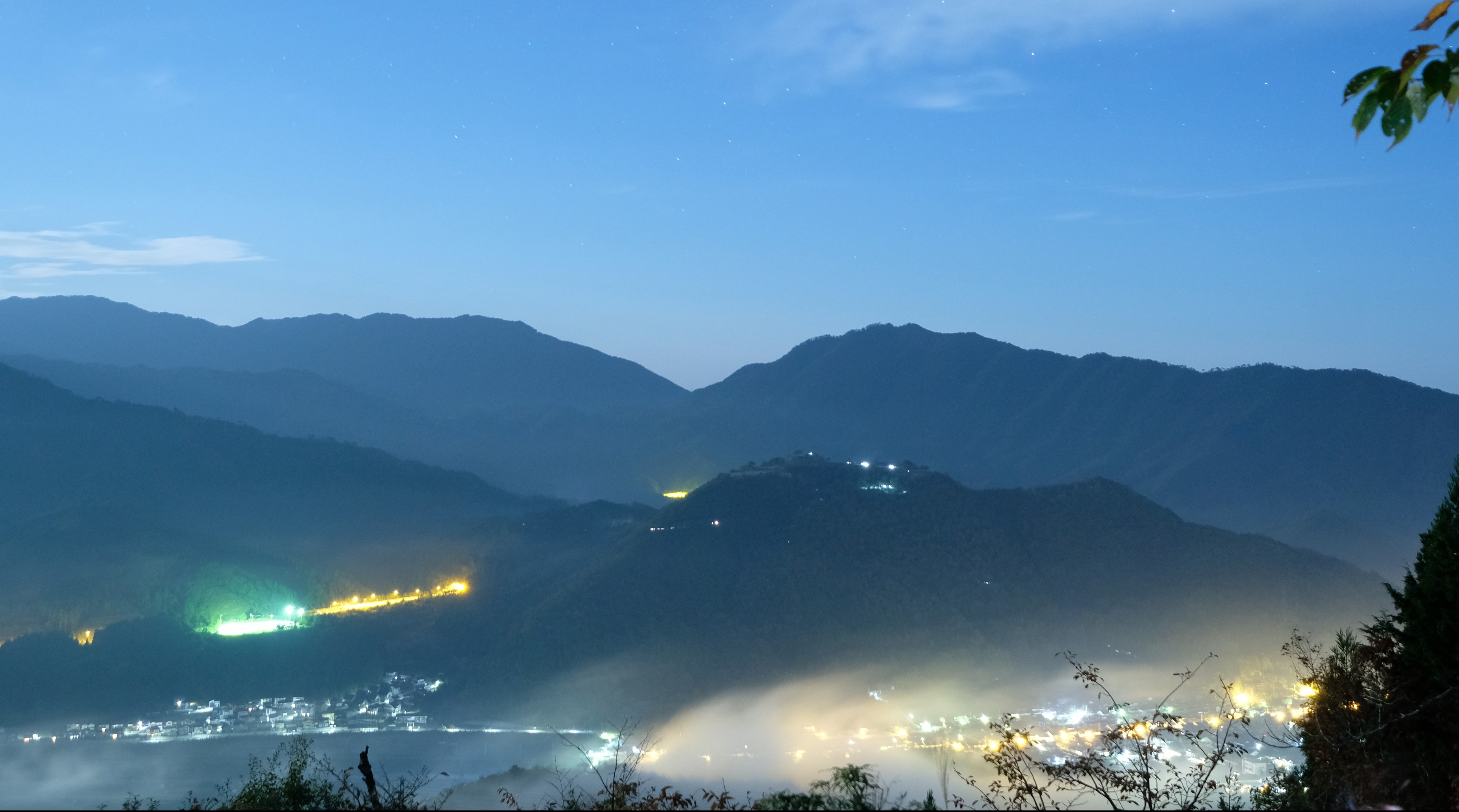 立雲峡から見る竹田城跡の夜景